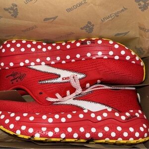 Brooks Red and White Polka Dot Sneakers